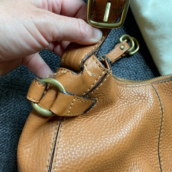 Cole Haan Rusty Brown Orange Leather Hobo Shoulder Bag with Dust Bag - Picture 12 of 16